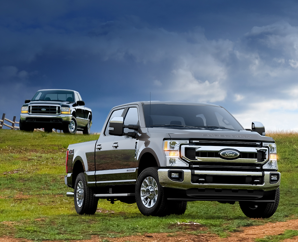 The Ford F-350 parked on a working farm.