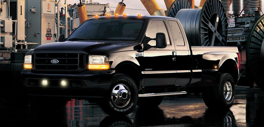 A Ford Super Duty truck at a power plant.